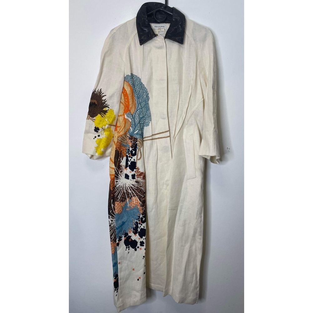 Dries van noten linen printed kimono style coat size small